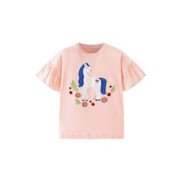 Jumping Meters New Arrival Ice Cream Embroidery Hot Selling Cotton Summer Girls Tshirts Baby Clothes Children's Tees Tops
