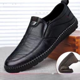 Mens PU Leather Loafers Non Slip Walking Flats Breathable Outdoor Slip on Casual Shoes for Male Work Office Driving Sneakers2