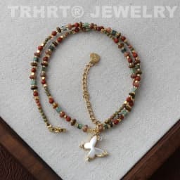 Fresh water Pearl Colorful natural stone necklace women's sweet and cool design beaded luxury Pearl Necklace