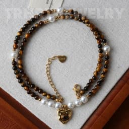 Fresh water Pearl Colorful natural stone necklace women's sweet and cool design beaded luxury Pearl Necklace