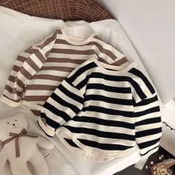 Spring Kids Striped Long Sleeves T-shirt Toddler Girl Loose Bottoming Shirt Boy Baby Casual Tops Fashion Children Cotton Tees