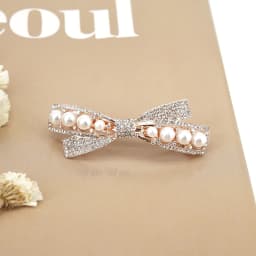 Women's White Hair Clip Korean Version Simulated Pearl Spring Hairpin Bow Hair Accessories Hollow Rhinestone Bride Headpiece