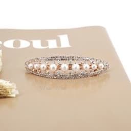 Women's White Hair Clip Korean Version Simulated Pearl Spring Hairpin Bow Hair Accessories Hollow Rhinestone Bride Headpiece