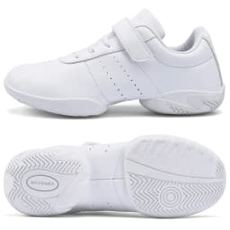 BAXINIER Girls White Cheerleading Dance Shoes Athletic Training Tennis Breathable Youth Competition Cheer Sneakers