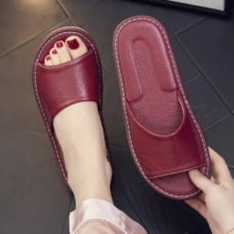 Genuine Leather Slippers Homes In Indoor Slipper Summer Open Toe Sandals Men Women Elderly Casual Slides Shoes