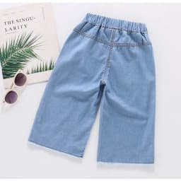 Pure Cotton Girls Jeans Summer Soft Thin Children Trousers Sweet Cute Rabbit Heart Embroidered Kids Wide-Leg Pants 1-6 Y Toddler