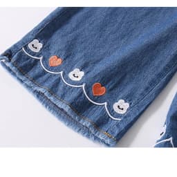 Pure Cotton Girls Jeans Summer Soft Thin Children Trousers Sweet Cute Rabbit Heart Embroidered Kids Wide-Leg Pants 1-6 Y Toddler