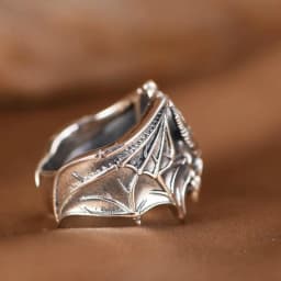 Buyee 925 Sterling Silver Male Big Ring Finger Elegant Gary Bat Open Ring for Woman Men Unique Fashion Fine Jewelry Circle