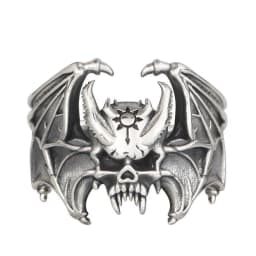 Buyee 925 Sterling Silver Male Big Ring Finger Elegant Gary Bat Open Ring for Woman Men Unique Fashion Fine Jewelry Circle