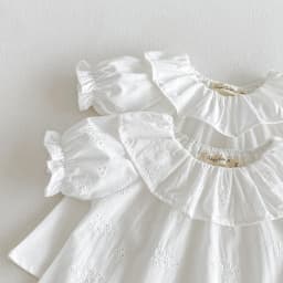 Baby Girl's Blouse Summer New Cotton Breathable Shirt Tops Clothing for Girls Versatile Ruffle Collar Short Sleeved T-shirt