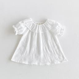 Baby Girl's Blouse Summer New Cotton Breathable Shirt Tops Clothing for Girls Versatile Ruffle Collar Short Sleeved T-shirt