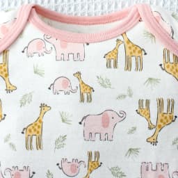  3PCS Summer Baby Girls Three Piece Bodysuit Animal Kingdom and Elephant Letter Pattern Short Sleeve Bodysuit Mother's Day Gif