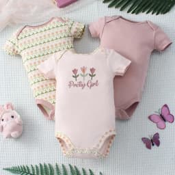  3PCS Summer Baby Girls Three Piece Bodysuit Animal Kingdom and Elephant Letter Pattern Short Sleeve Bodysuit Mother's Day Gif