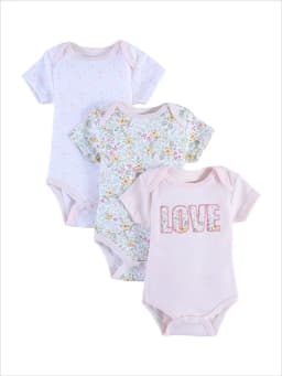  3PCS Summer Baby Girls Three Piece Bodysuit Animal Kingdom and Elephant Letter Pattern Short Sleeve Bodysuit Mother's Day Gif