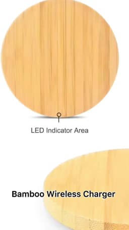 Bamboo Wood 15W Qi Wireless Charger USB C Fast Charging Pad For iPhone 15 14 13 12 Pro Max 11 XS Max X XR 8 Plus Samsung Galaxy
