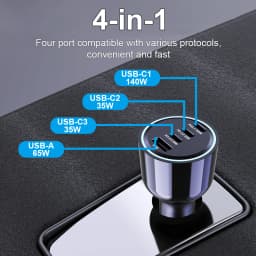 Ubigbuy 240W Car Charger PD 3.1 140W 100W PPS 45W Super Fast Charging USB C Car Phone Adapter for MacBook Pro iPhone 15 Samsung