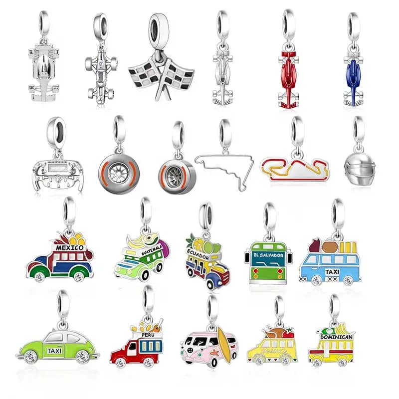 Fit Original Pan Charms Bracelet 925 Sterling Silver F1 Race Car Steering wheel Bead For Making Racing Enthusiast Berloqe