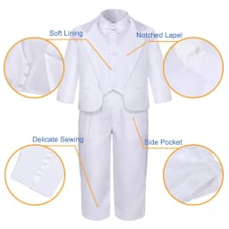 Baby Boy Baptism Outfit Infant Tuxedo Christening Wedding Birthday Celebration Formal Gentleman Suit White 6 Months to 3 Years