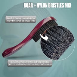 Gracemen 360 Wave Brush for Men Medium Stiffness Boar + Nylon Bristles Hair Beard Brush Multi Color Wood Handle Styling Comb