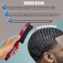 Gracemen 360 Wave Brush for Men Medium Stiffness Boar + Nylon Bristles Hair Beard Brush Multi Color Wood Handle Styling Comb