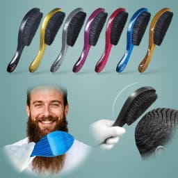 Gracemen 360 Wave Brush for Men Medium Stiffness Boar + Nylon Bristles Hair Beard Brush Multi Color Wood Handle Styling Comb