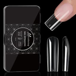 250pcs/box Transparent Seamless Fake Nail Soft Full Cover Trapezoidal Oval Almond Full Paste for Nail Decoration Tools