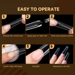 250pcs/box Transparent Seamless Fake Nail Soft Full Cover Trapezoidal Oval Almond Full Paste for Nail Decoration Tools