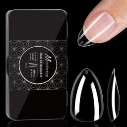 250pcs/box Transparent Seamless Fake Nail Soft Full Cover Trapezoidal Oval Almond Full Paste for Nail Decoration Tools