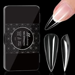 250pcs/box Transparent Seamless Fake Nail Soft Full Cover Trapezoidal Oval Almond Full Paste for Nail Decoration Tools