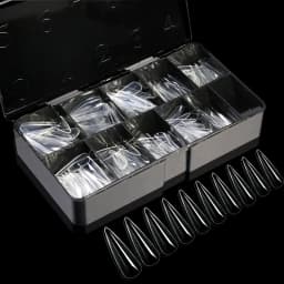 250pcs/box Transparent Seamless Fake Nail Soft Full Cover Trapezoidal Oval Almond Full Paste for Nail Decoration Tools