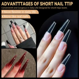 250pcs/box Transparent Seamless Fake Nail Soft Full Cover Trapezoidal Oval Almond Full Paste for Nail Decoration Tools