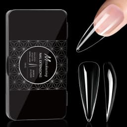 250pcs/box Transparent Seamless Fake Nail Soft Full Cover Trapezoidal Oval Almond Full Paste for Nail Decoration Tools