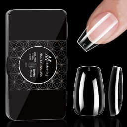 250pcs/box Transparent Seamless Fake Nail Soft Full Cover Trapezoidal Oval Almond Full Paste for Nail Decoration Tools