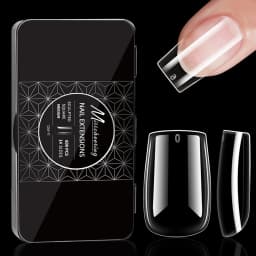 250pcs/box Transparent Seamless Fake Nail Soft Full Cover Trapezoidal Oval Almond Full Paste for Nail Decoration Tools