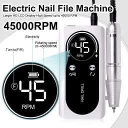 45000RPM Nail Drill Machine Portable Electric Nail File Machine Rechargeable Nail Lathe Nail Polish Gel Sander Nail Art Tools
