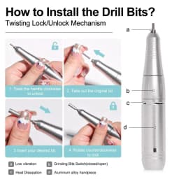 45000RPM Nail Drill Machine Portable Electric Nail File Machine Rechargeable Nail Lathe Nail Polish Gel Sander Nail Art Tools