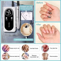 45000RPM Nail Drill Machine Portable Electric Nail File Machine Rechargeable Nail Lathe Nail Polish Gel Sander Nail Art Tools
