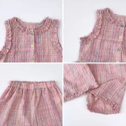 Pink Girl's Summer Two-piece Set with Single Breasted Sleeveless Top and Casual Pants, New Children's Sets Kids Clothes