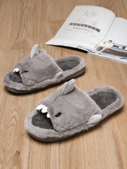 Men's Home Cotton Slippers Are Soft, Comfortable and Warm Indoor Fun Cartoon One Word Cotton Slippers