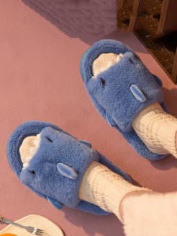 Men's Home Cotton Slippers Are Soft, Comfortable and Warm Indoor Fun Cartoon One Word Cotton Slippers