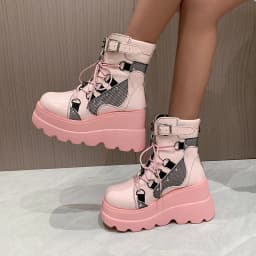 Women's Boots 2024 Autumn Women Ankle Boots Platform Wedges High Heels Short Boots New Fashion Design Zip Cosplay Shoes of Women