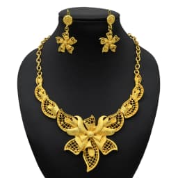 ANIID Dubai 24K Gold Color Jewelry Sets Wedding African Necklace Earrings For Women Nigerian Indian Bridal 2PCS Set Party Gifts
