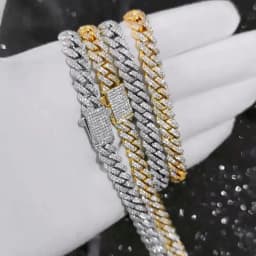 Wholesale 8Mm Hip Hop Jewelry 2 Rows Thin Cuban Link Chains Cubic Zirconia Iced Out Argenteous For Girl Cuban Necklaces Men