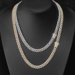Wholesale 8Mm Hip Hop Jewelry 2 Rows Thin Cuban Link Chains Cubic Zirconia Iced Out Argenteous For Girl Cuban Necklaces Men