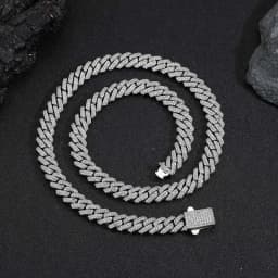 Wholesale 8Mm Hip Hop Jewelry 2 Rows Thin Cuban Link Chains Cubic Zirconia Iced Out Argenteous For Girl Cuban Necklaces Men
