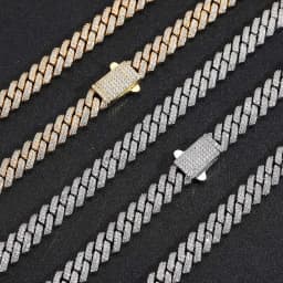 Wholesale 8Mm Hip Hop Jewelry 2 Rows Thin Cuban Link Chains Cubic Zirconia Iced Out Argenteous For Girl Cuban Necklaces Men