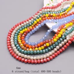 6mm Glass Beads Plating Color 6 Strands/bag 480pcs Rondelle Faceted Glass Beads Loose Spacer Beads For Jewelry Making DIY