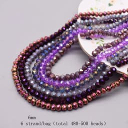 6mm Glass Beads Plating Color 6 Strands/bag 480pcs Rondelle Faceted Glass Beads Loose Spacer Beads For Jewelry Making DIY