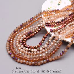 6mm Glass Beads Plating Color 6 Strands/bag 480pcs Rondelle Faceted Glass Beads Loose Spacer Beads For Jewelry Making DIY