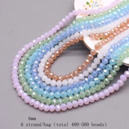 6mm Glass Beads Plating Color 6 Strands/bag 480pcs Rondelle Faceted Glass Beads Loose Spacer Beads For Jewelry Making DIY